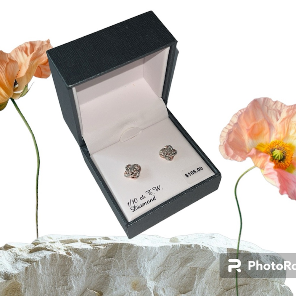 NIB 1/10 Carat T.W Diamond Fashion Post Earrings